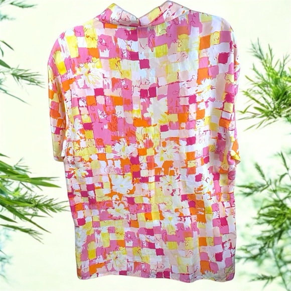 The Limited Y2K Vibrant Sunset Color Abstract Pop Art Button Up M 100% Silk - Picture 2 of 7